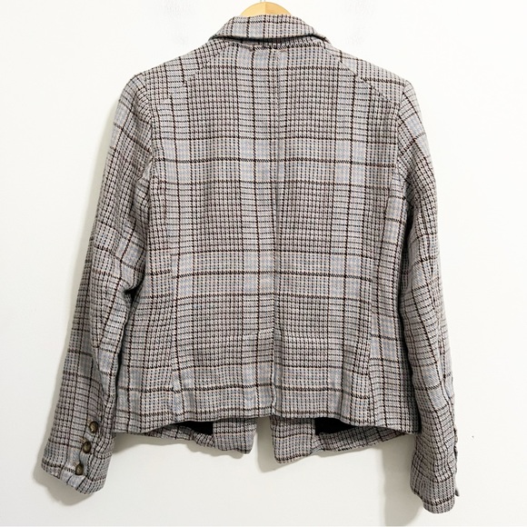 Free People Chess Plaid Linen Blazer - Picture 4 of 12